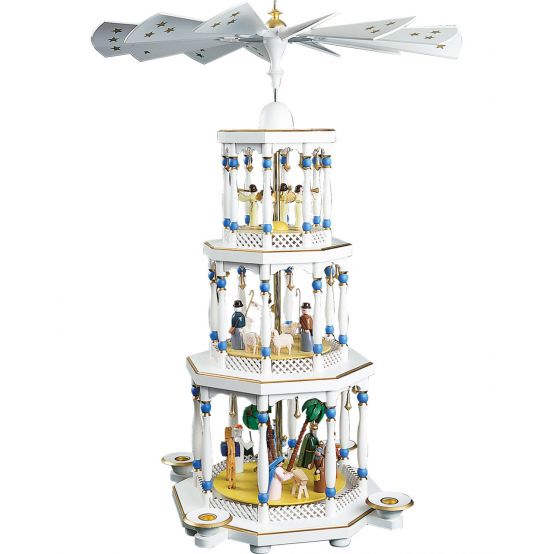 Glässer Pyramide Christi Geburt, weiß, 76cm